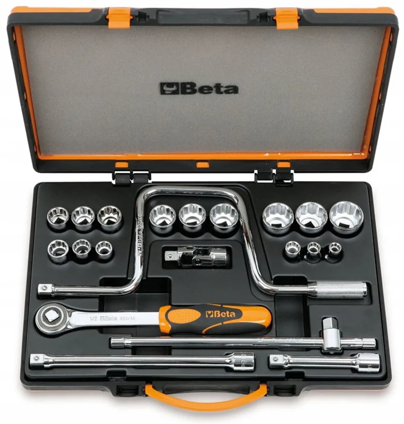 Beta 15-delige doppenset 1/2" met toebehoren in metalen koffer von Beta, Grau – Produktbild