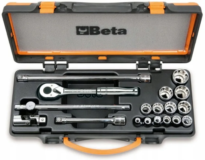 Beta 18-delige Doppenset 3/8" Inch met Accessoires in Metalen Koffer von Beta – Produktbild