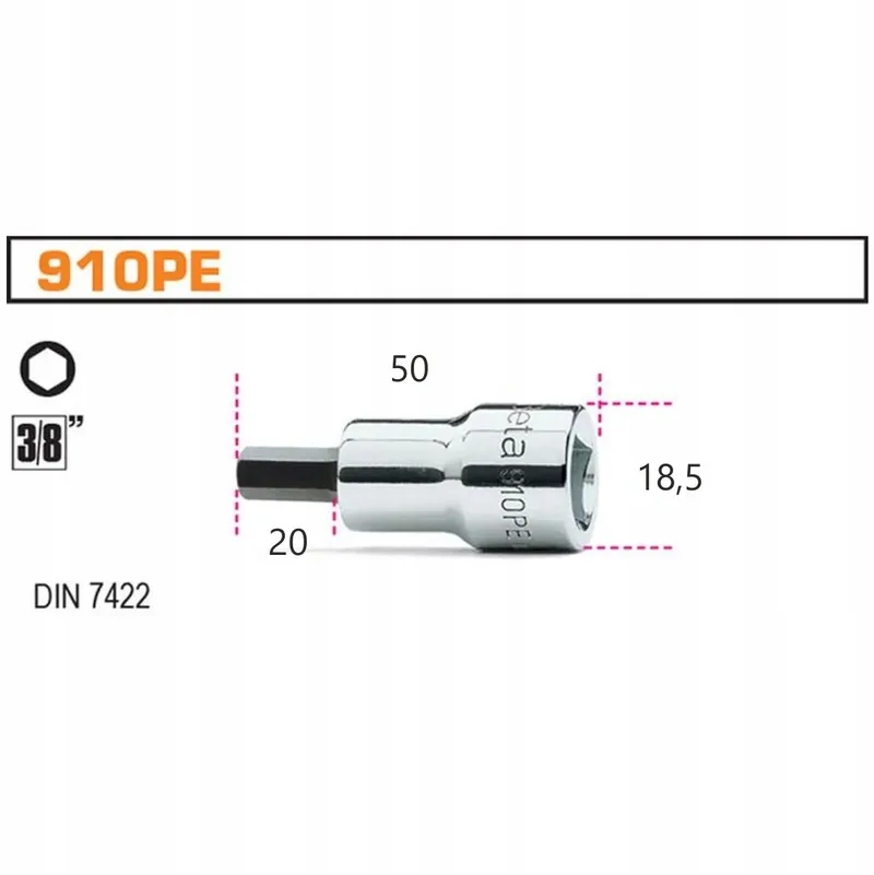 Beta 3/8" Dopslagsleutel met 6mm Inbus Bit de Beta – image du produit