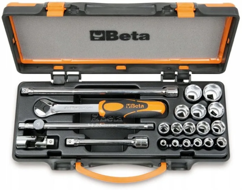 BETA 910A/C16Q 3/8" dopsleutelset, 21-delig, metalen behuizing von Beta – Produktbild