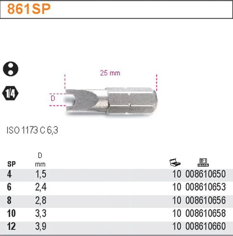 Bit 1/4" 25mm Sleutel 4V by Beta – product image