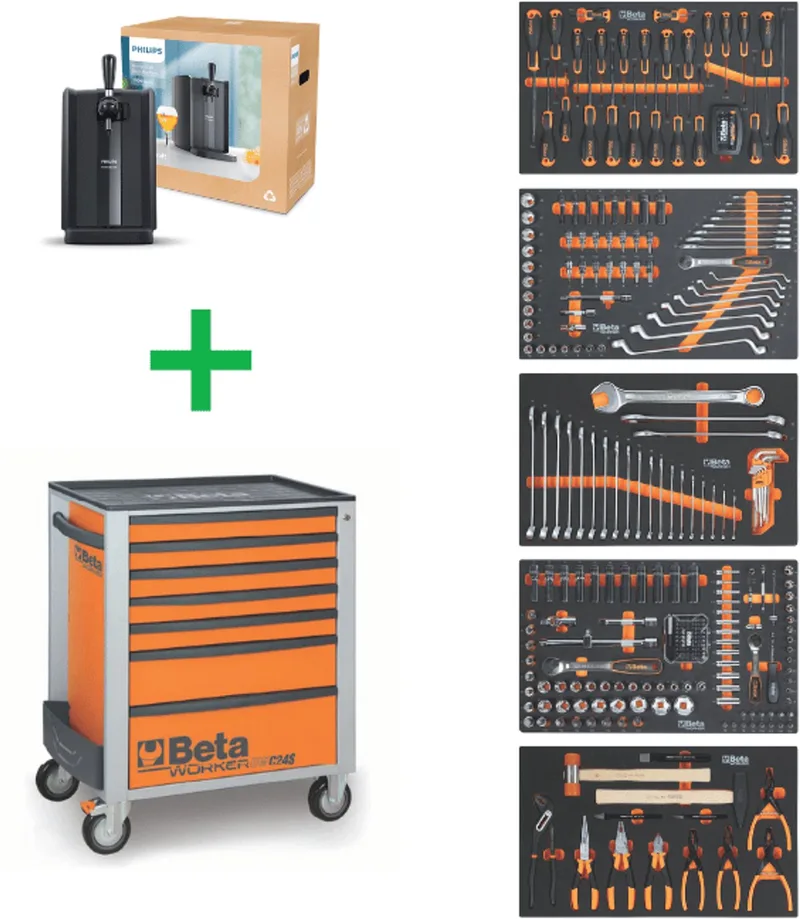BW 2400S O7/E-M Gereedschapswagen met 309-delig assortiment de Beta – image du produit