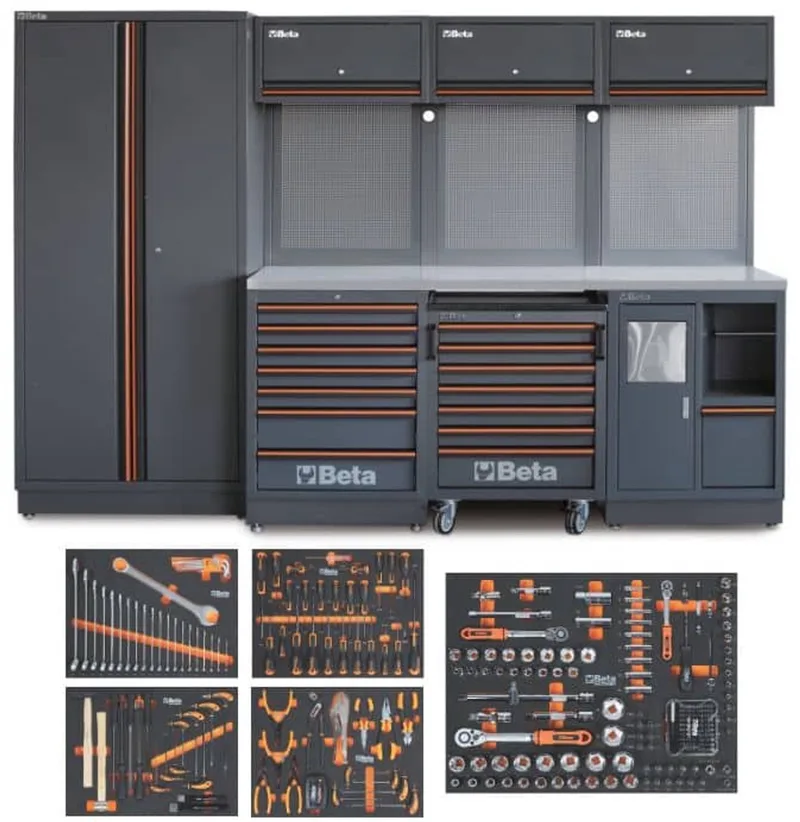 C45PRO 2.0 X Werkplaatsinrichting ACTIE + Gratis 268-delige Gereedschapsset - met RVS Werkblad van 61,5cm von Beta – Produktbild