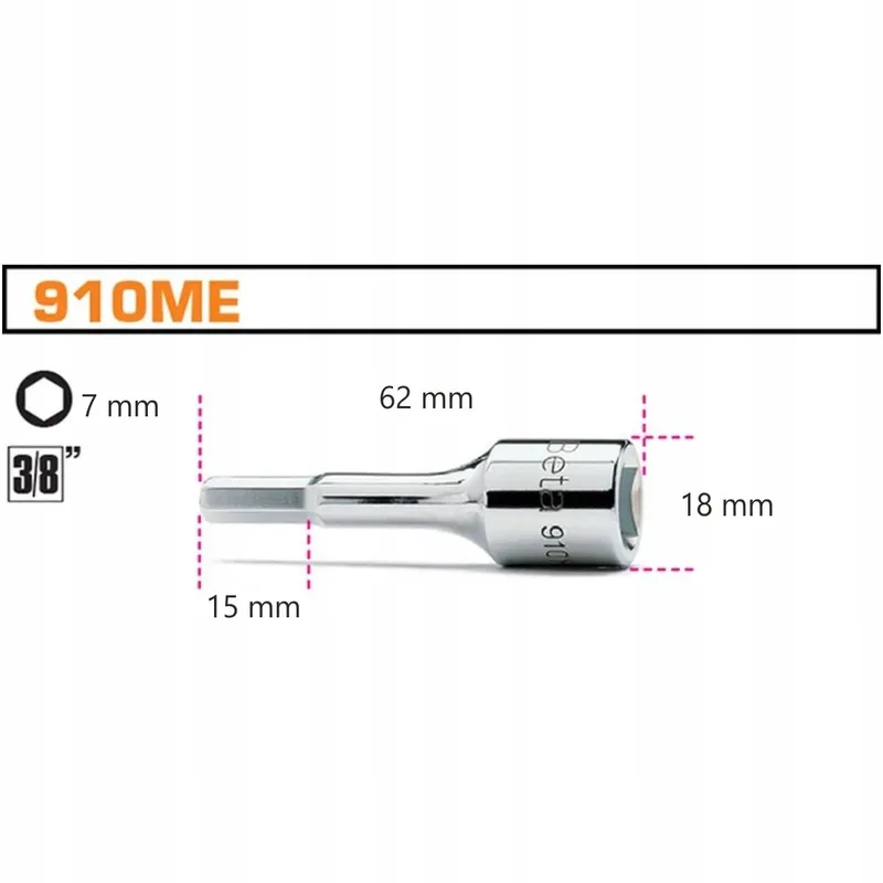 Dop 3/8" 7mm Zeskant Dop met bit från Beta – produktbild