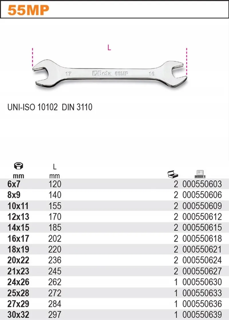 Dubbele Steeksleutel 12x13x170mm - Professioneel Gereedschap by Beta – product image