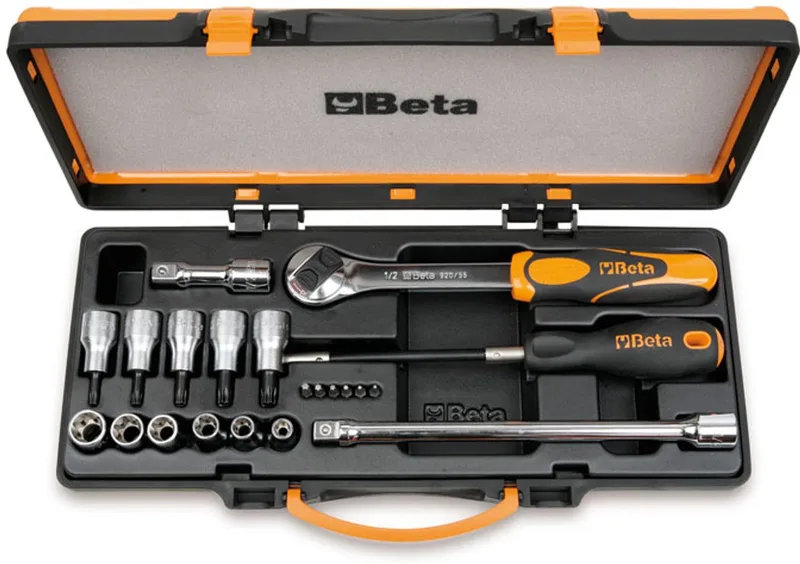 Gereedschapset Torx Doppen 1/2" 21 Delig Metaal Koffer by Beta, Orange – product image