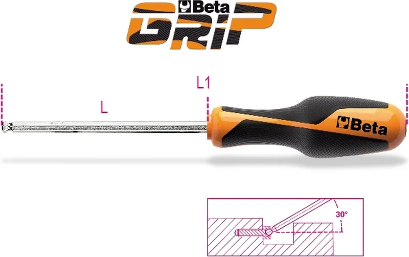 GRIP inbussleutel kogelkop 2mm - Professioneel gereedschap by Beta – product image