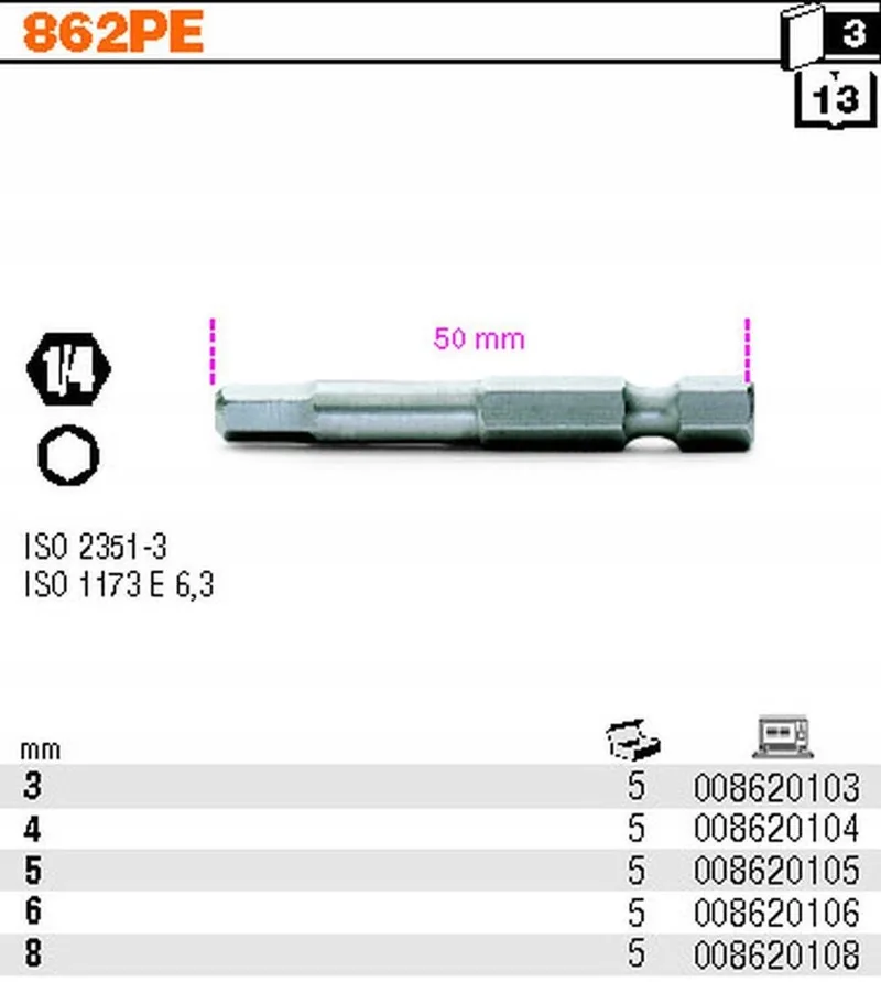 Inbus-bit Dop 1/4" 4 mm 50 mm lang van Beta – productafbeelding