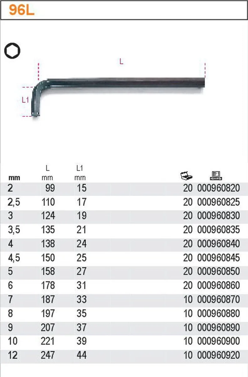 inbussleutel lang 5 mm - 158 mm de Beta – image du produit