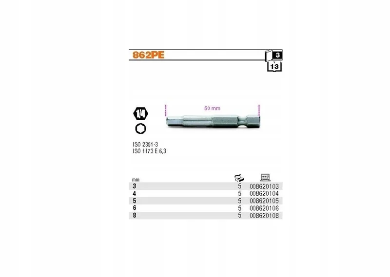 Insex Bit 1/4" 5mm Lang 50mm - Professioneel Gereedschap von Beta – Produktbild