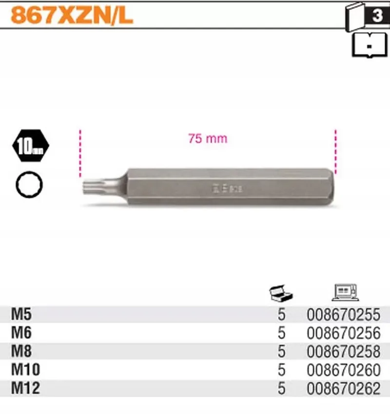 Lange XZN Schroefbit 10mm M6 van Beta – productafbeelding