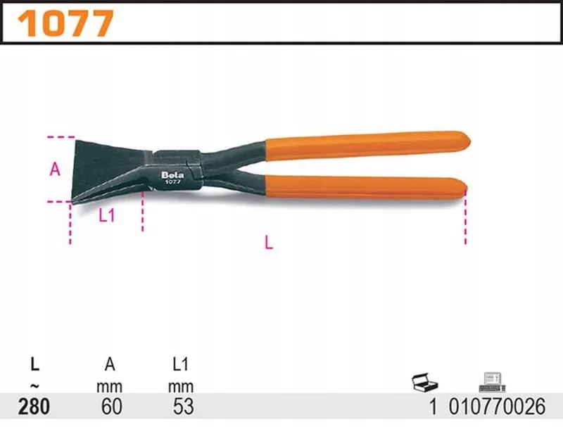 Loodgieters Tangen Recht 280mm PVC Handvatten 1077 by Beta, Orange – product image