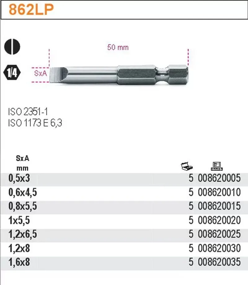 Plaat Schroevendraaier Bit 1/4'' 0,6x4,5mm Lang 50mm by Beta – product image