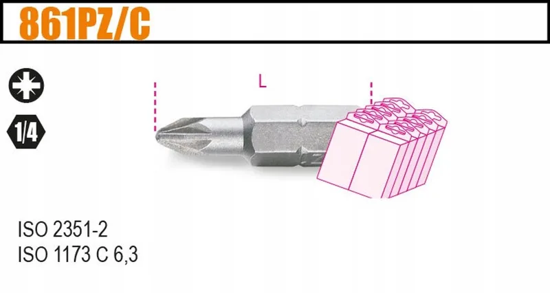Pozidriv-Supadriv Bit 1/4" 200 Stuks - Model 861PZ/C1 de Beta – image du produit