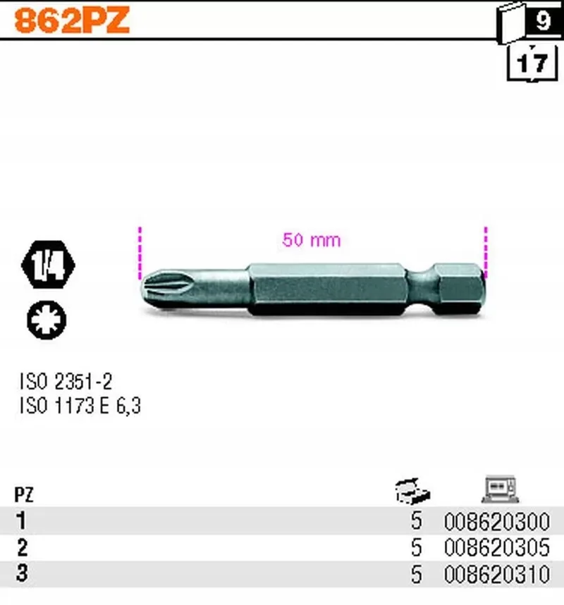 Pozidriv-Supadriv Schroefbit 1/4" Lange Uitvoering PZ1 by Beta – product image