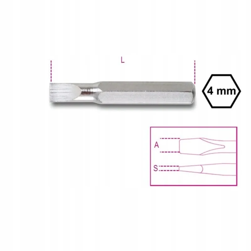 Precisie Schroevendraaier Bit Plat 0.8mm 4mm Opname 1256LP/0.8 de Beta – image du produit
