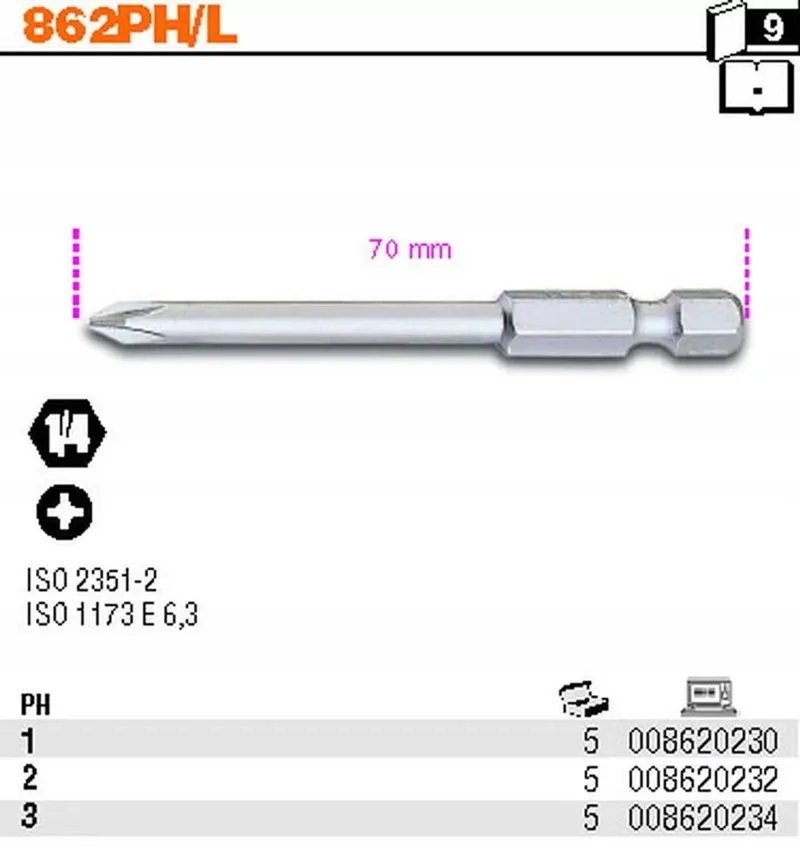 Schroefbit PH1 1/4" 70mm Extra Lang by Beta – product image