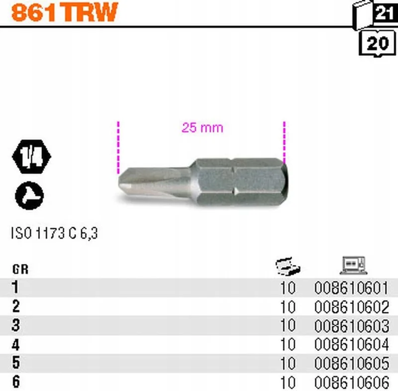 Schroefbit TRW T5 1/4" 861TRW/5 de Beta – image du produit