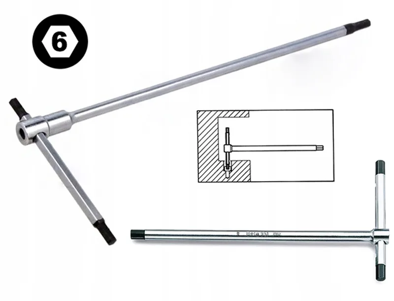 T-sleutel inbus 6 mm, verschuifbaar, zeskant by Beta – product image