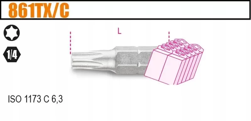 Torx Schroefbit T20 1/4" - 200 Stuks van Beta – productafbeelding