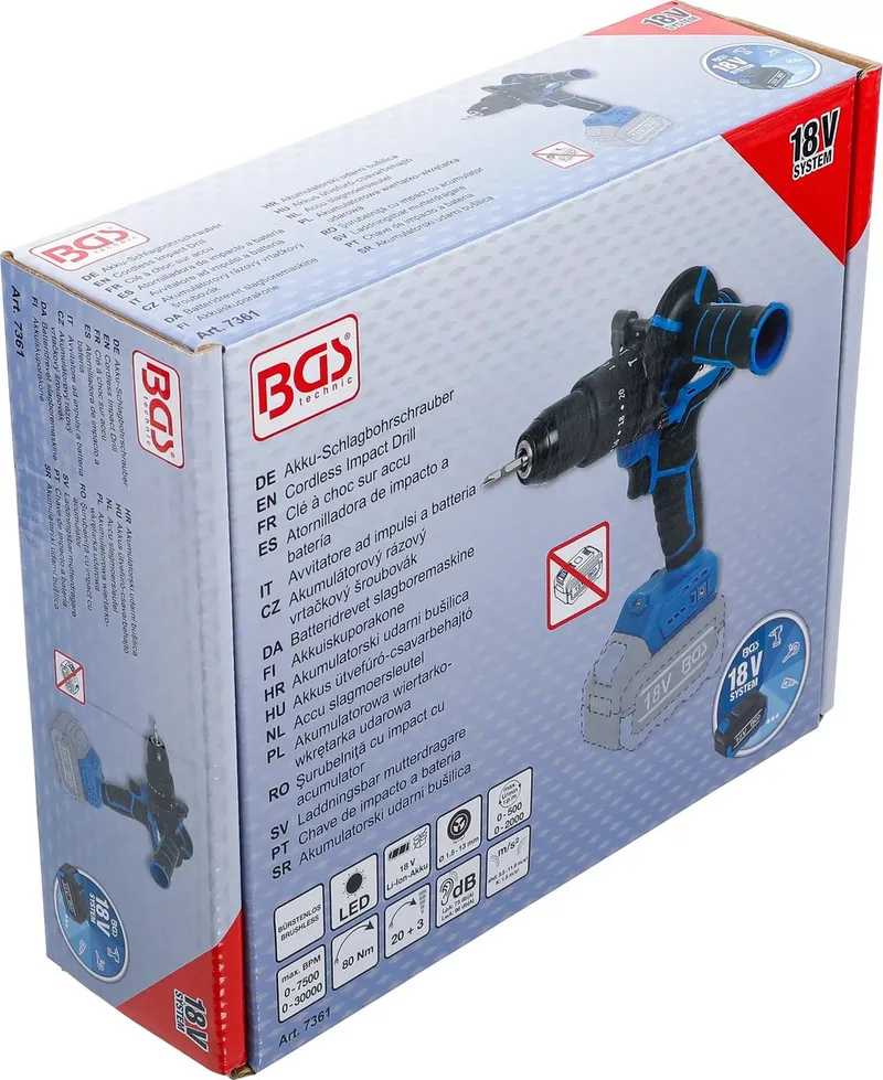 Accu slagmoersleutel - borstelloos - 80 Nm - 18 V - zonder accu de BGS technic – image du produit