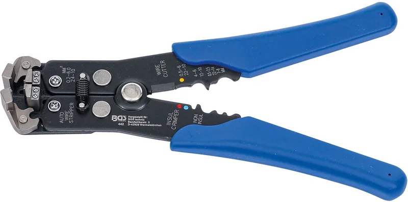 Automatische striptang voor draaddiameter 0,13 - 6 mm² 210 mm - 442 by BGS technic, Blue – product image