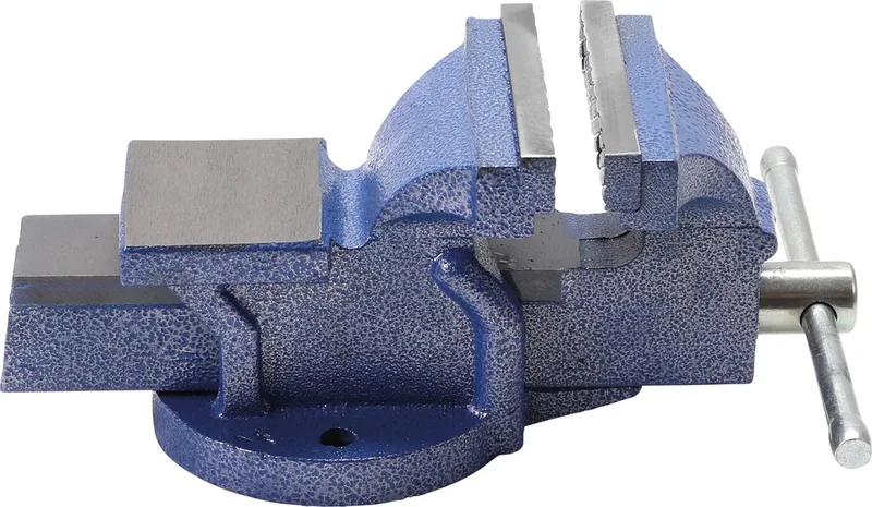 Bankschroef - 100 mm - Gekartelde bek - Draaimechanism 360 graden - Vaste en beweegbare bek de BGS technic, Bleu – image du produit