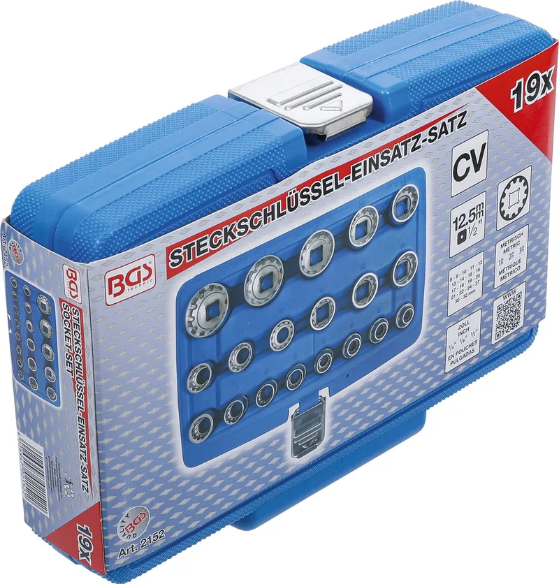 BGS 2152 Doppenset Met Gear Lock 19-delig 1/2'' van BGS technic, Wit – productafbeelding