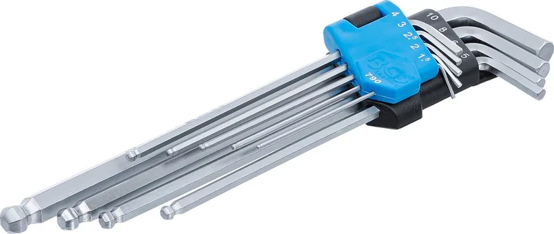 BGS 9 delige inbusset - inbussleutelset - extra lang (Kogelkop) by BGS technic, Silver – product image