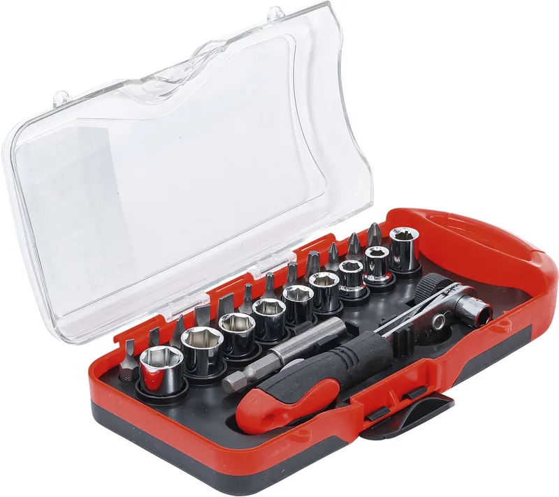 Bit-/dopsleutelset - met bit-ratelsleutel - 23 delig de BGS technic, Rouge – image du produit