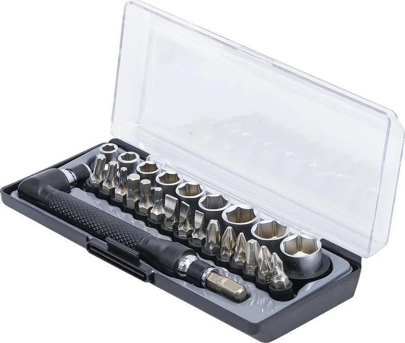 BGS Do it yourself Bit- und Steckschlüssel-/Winkelschrauber-Satz Antrieb 6,3 mm 26-tlg. von BGS technic, Chrom – Produktbild