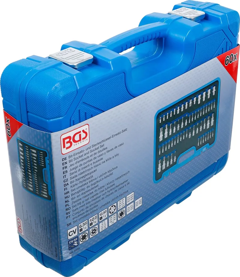 Bit- en dopsleutelset - E-profiel / Torx / Torx met boring / TP-profiel (voor Torx Plus) - 60 delig van BGS technic – productafbeelding