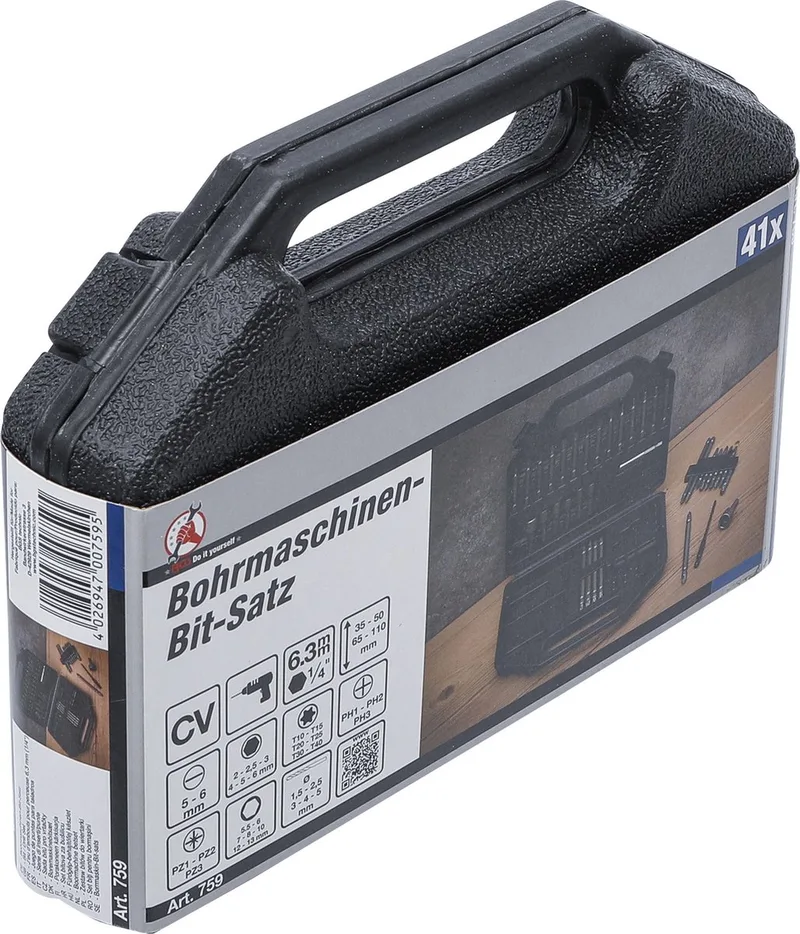 Boormachine bitset 41 delig by BGS technic, Black – product image