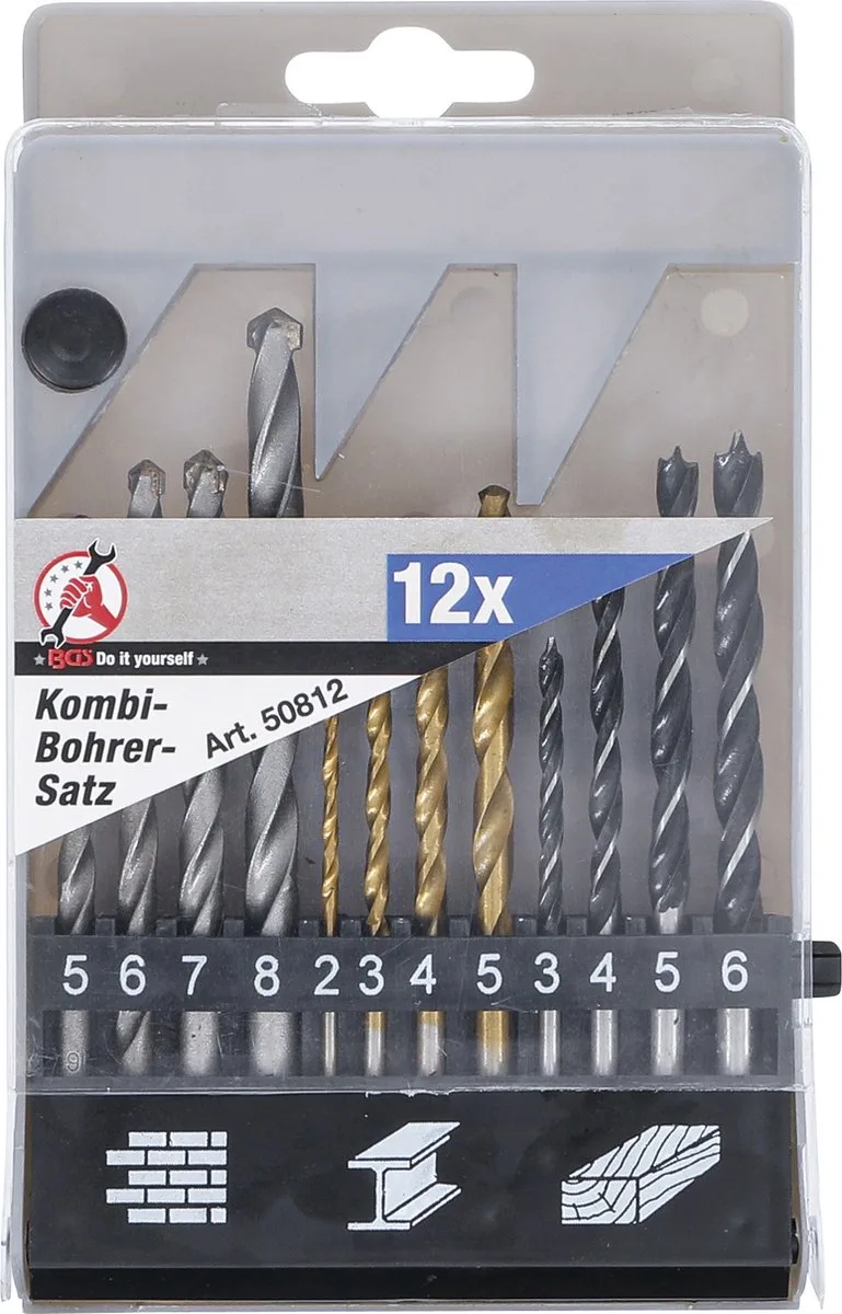 Boren set - Houtboren - Steenboren - Metaalboren set HSS Titanium - 2mm - 8mm - BGS50812 by BGS technic – product image