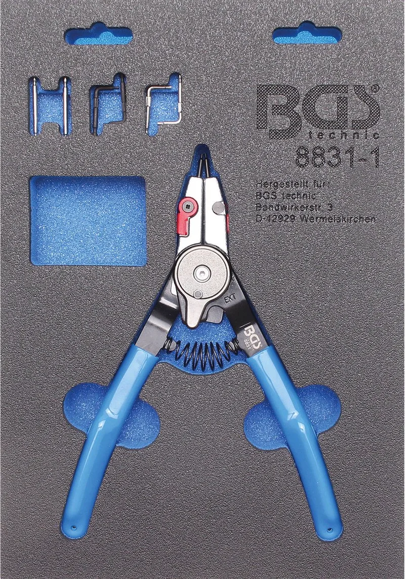 borgveertang voor externe/interne borgringen, verwisselbare p... by BGS technic, Blue – product image