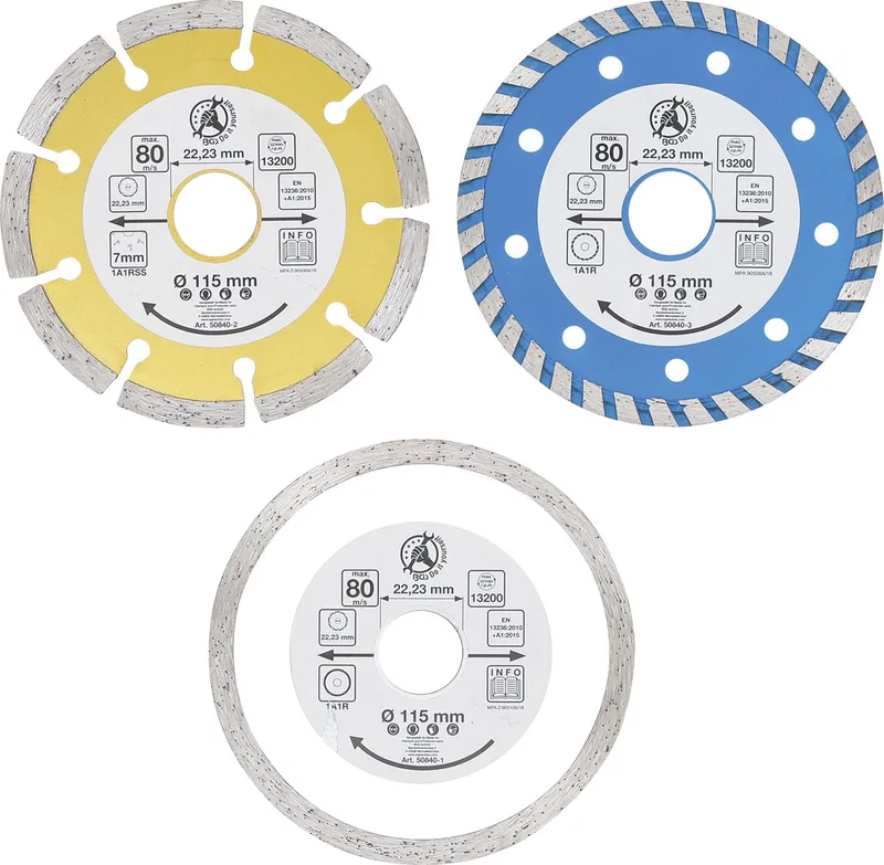 BGS Do it yourself Diamant-Trennscheiben-Satz Bohrungs-Ø 20 mm Ø 115 mm 3-tlg. von BGS technic – Produktbild