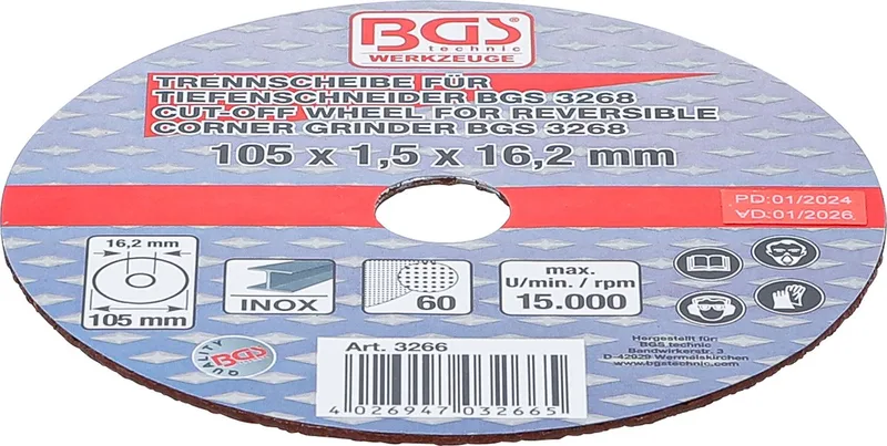 Doorslijpschijf voor BGS doorslijpmachine Ø 105 x 1,5 x 16,2 mm de BGS technic – image du produit