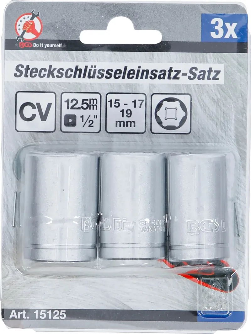 Doppenset 1/2 15 - 17 - 19 mm 3 delig by BGS technic, Chrome – product image