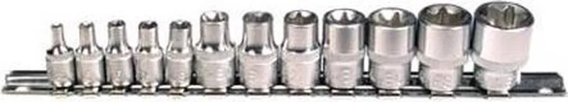 Doppenset E-profiel 1/4 en 3/8 E4 - E20, 12 delig van BGS technic, Zilver – productafbeelding