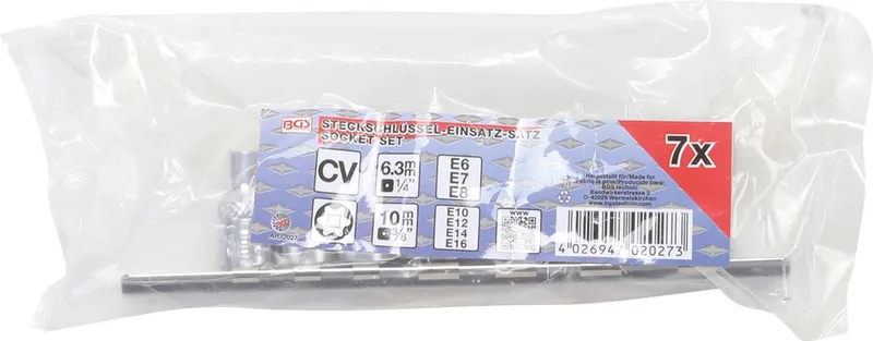 Doppenset E-profiel 1/4 en 3/8 E6 - E16, 7 delig von BGS technic, Silber – Produktbild