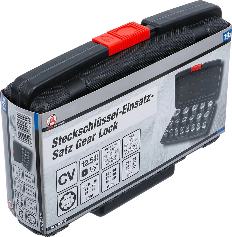 Doppenset Gear Lock - 1/2 - 19 delig de BGS technic, Rouge – image du produit