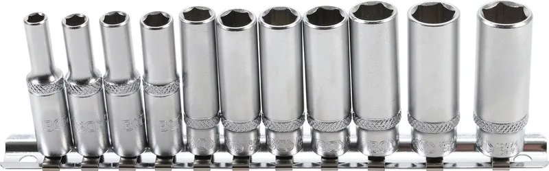 Doppenset lang 1/4 - 11 delig INCH ! - Engelse maten - 3/16, 7/32, 1/4, 9/32, 5/16, 11/32, 3/8, 13/32, 7/16 en 1/2" (zeskant) BGS 2429 by BGS technic, White – product image