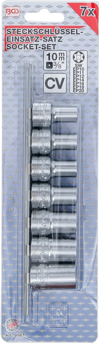 Doppenset Torx Plus 3/8 10EP - 20EP 7 delig by BGS technic, Chrome – product image
