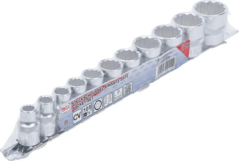 Doppenset, twaalfkant 3/8 inches 11 delig by BGS technic, Silver – product image
