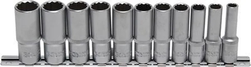 Doppenset twaalfkant, diep 3/8 8 - 19 mm, 11 delig von BGS technic, Chrom – Produktbild