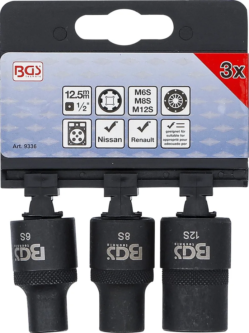 Doppenset wigprofiel (voor RIBE) M6S, M8S, M12S 3 delig by BGS technic, Black – product image
