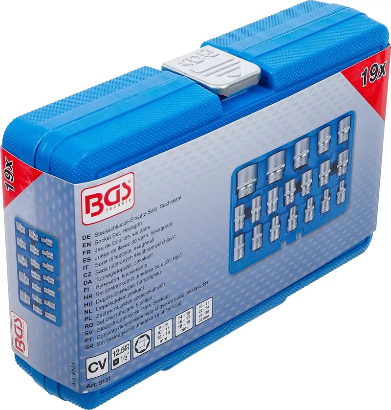Doppenset zeskant - 1/2 - 8 - 32 mm - 19 delig by BGS technic – product image