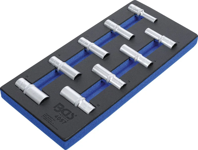 Doppenset zeskant diep 9 delig van BGS technic, Blauw – productafbeelding
