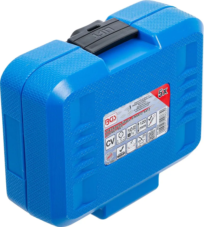 Dopsleutel-inzetset, zeskant, extra diep aandrijf-binnenvierkant 3/8 8-14 mm 5 delig by BGS technic, Blue – product image