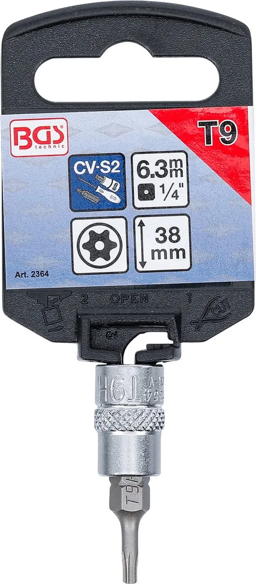 Dopsleutelbit 1/4 Torx met boring T9 van BGS technic – productafbeelding